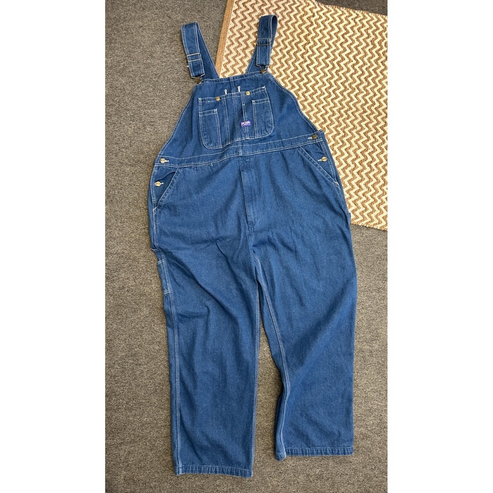 Big Smith Overalls Mens 44x30 Blue 100% Cotton Denim Workwear Farmer Outdoors